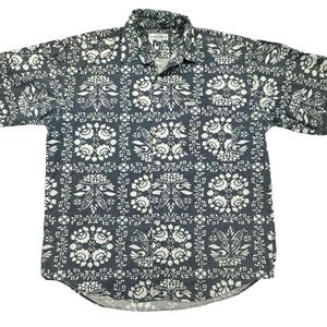 90s Vintage Guess Shirt Mens Large Floral Hawaiian Short Sleeve Georges Marciano